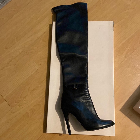 Jimmy Choo black leather Over the knee boots